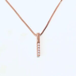 14K Rose Gold Plated  5 Stone Bar Pendant Necklace